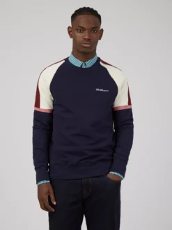 Baird Loungewear Color Block Crewneck Sweatshirt - Marine