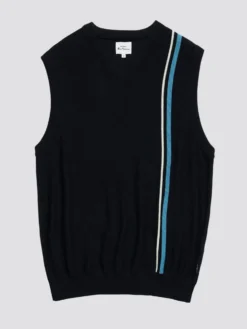 Baird Mod Stripe Cotton Vest - Black Spring | Summer 2022