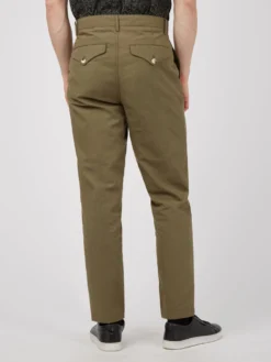 Baird Linen Blend Slim Taper Trouser - Dark Khaki 8 Baird Linen Blend Slim Taper Trouser - Dark Khaki