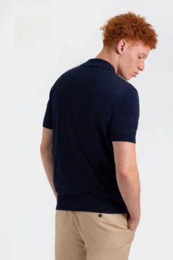 Baird Iconic Vertical Stripe Button-Through Mod Polo Iconic Mod Knit Polos