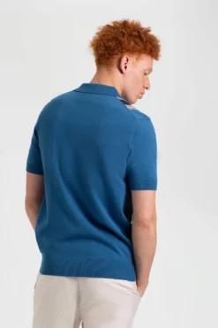 Baird Iconic Vertical Textured Stripe Mod Polo - Royal Blue