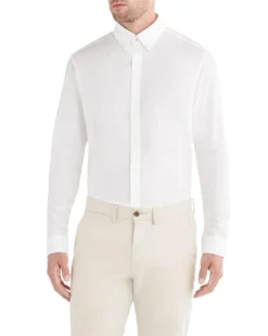 LF White Solid Oxford Slim Fit Dress Shirt