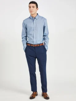 LF Dot Print Skinny Fit Dress Shirt - Blue/Rose Long-Sleeve Shirts