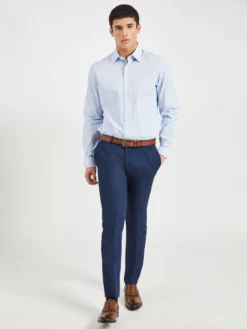 LF Foliage Print Skinny Fit Dress Shirt - Light Blue Long-Sleeve Shirts