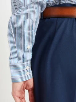 LF Long-Sleeve Shirts Sateen Stripe Slim Fit Dress Shirt - Teal/Blue