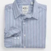 LF Long-Sleeve Shirts Sateen Stripe Slim Fit Dress Shirt - Teal/Blue