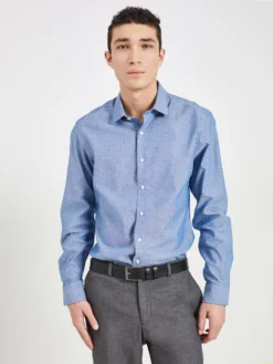 LF Dobby Print Slim Fit Dress Shirt - Dark Teal
