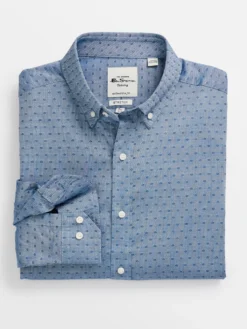 LF Dobby Print Slim Fit Dress Shirt - Dark Teal
