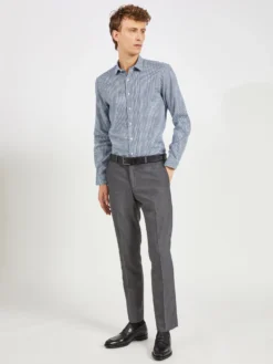 LF Dobby Ginghan Slim Fit Dress Shirt - Dark Teal Long-Sleeve Shirts