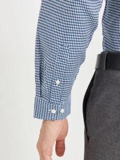 LF Dobby Ginghan Slim Fit Dress Shirt - Dark Teal Long-Sleeve Shirts