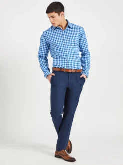 LF Twill Check Slim Fit Dress Shirt - Teal/Blue