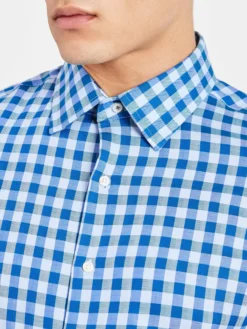 LF Twill Check Slim Fit Dress Shirt - Teal/Blue