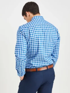 LF Twill Check Slim Fit Dress Shirt - Teal/Blue