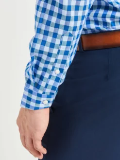 LF Twill Check Slim Fit Dress Shirt - Teal/Blue