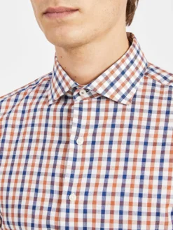 LF Dobby Check Slim Fit Dress Shirt - Spice/Navy Long-Sleeve Shirts