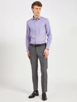 LF Long-Sleeve Shirts Dobby Print Slim Fit Dress Shirt - Spice/Royal 11 LF Long-Sleeve Shirts Dobby Print Slim Fit Dress Shirt - Spice/Royal