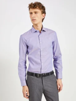 LF Long-Sleeve Shirts Dobby Print Slim Fit Dress Shirt - Spice/Royal