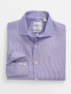 LF Long-Sleeve Shirts Dobby Print Slim Fit Dress Shirt - Spice/Royal