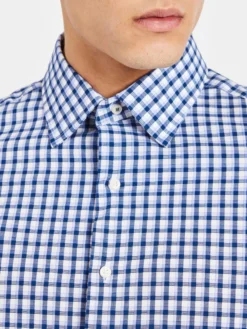 LF Long-Sleeve Shirts Dobby Check Slim Fit Dress Shirt - Purple/Navy