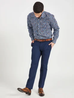 LF Blue & Red Floral Skinny Fit Dress Shirt - Multi Long-Sleeve Shirts