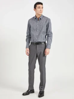 LF Long-Sleeve Shirts Grey & Blue Skinny Fit Dress Shirt - Multi