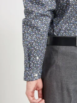 LF Long-Sleeve Shirts Grey & Blue Skinny Fit Dress Shirt - Multi