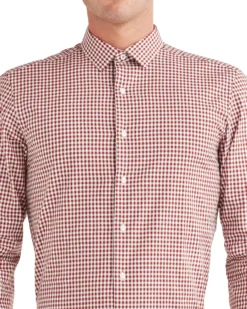 LF Tailored Shop Dobby Gingham Slim Fit Dress Shirt - Spice