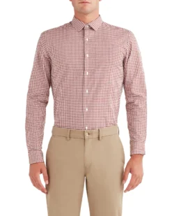 LF Tailored Shop Dobby Gingham Slim Fit Dress Shirt - Spice
