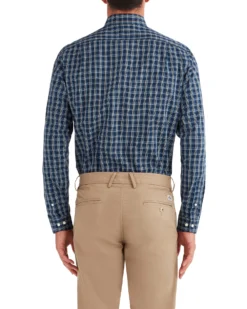 LF Dobby Check Slim Fit Dress Shirt - Navy Tailored Shop