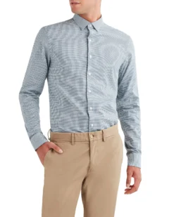 LF Argyle Dobby Gingham Slim Fit Dress Shirt - Blue Tailored Shop