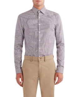 LF Tailored Shop Puppytooth-Print Slim Fit Dress Shirt - Spice