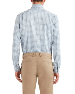 LF Tailored Shop Twill Check Slim Fit Dress Shirt - Blue