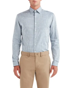 LF Tailored Shop Twill Check Slim Fit Dress Shirt - Blue