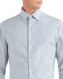 LF Jaspe Dobby Check Slim Fit Dress Shirt - Blue Tailored Shop