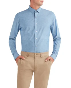 LF Tailored Shop Argyle Chambray Skinny Fit Dress Shirt - Navy