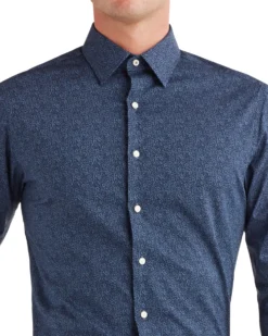 LF Vintage Floral Print Slim Fit Dress Shirt - Blue Tailored Shop