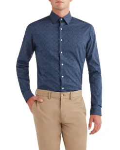 LF Vintage Floral Print Slim Fit Dress Shirt - Blue Tailored Shop