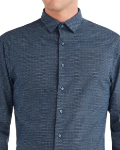 LF Dot Printed Oxford Slim Fit Dress Shirt - Navy