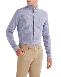 LF Houndstooth Slim Fit Dress Shirt - Purple Tailored Shop