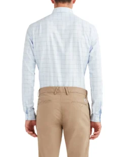 LF Tailored Shop Twill Check Slim Fit Dress Shirt - Light Blue