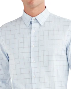 LF Tailored Shop Twill Check Slim Fit Dress Shirt - Light Blue