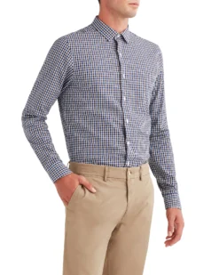 LF Dobby Check Skinny Fit Dress Shirt - Brown