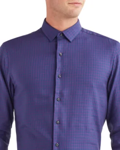 LF Twill Gingham Slim Fit Dress Shirt - Purple Tailored Shop