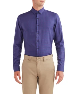 LF Twill Gingham Slim Fit Dress Shirt - Purple Tailored Shop