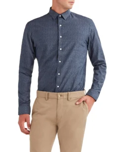 LF YD Floral Print Slim Fit Dress Shirt - Indigo