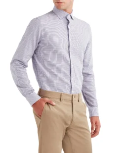 LF Multi Dobby Tooth Slim Fit Dress Shirt - Purple Tailored Shop