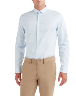 LF Dobby Stripe Slim Fit Dress Shirt - Light Blue Tailored Shop