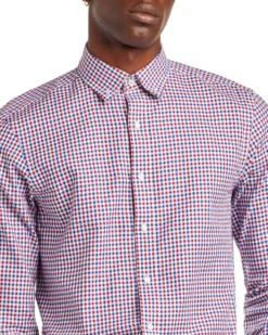 LF Gingham Skinny Fit Dress Shirt - Red & Navy Tailored Shop