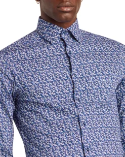 LF Floral Print Slim Fit Dress Shirt - Lavender & Blue