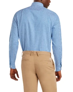 LF Tailored Shop Herringbone Check Slim Fit Dress Shirt - Blue